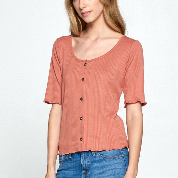 Knitted Embroidered Top RUST - Picture 2 of 4